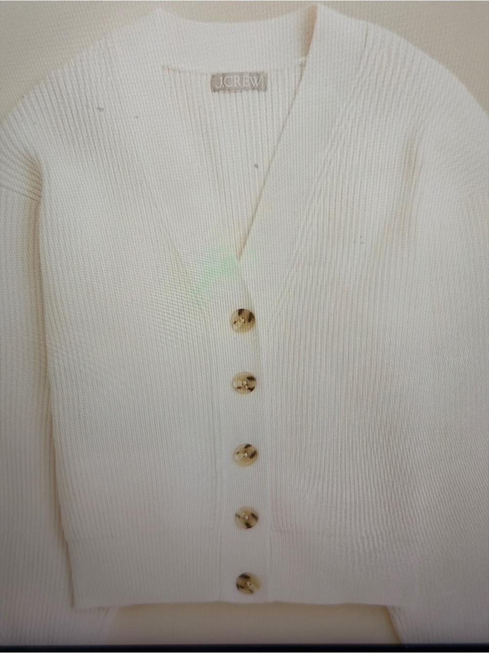 J. Crew Cream Ribbed Button Cardigan. NWT